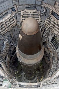 View of the head of the intercontinental ballistic missile,Titan Missile Museum,Green Valley,Tucson,Arizon,USA