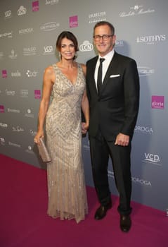 Gerit Kling with husband Wolfram Becker ,. Presentation of the Gloria - German Cosmetics Award 2018 at the Hilton Düsseldorf