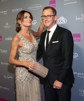 Gerit Kling with husband Wolfram Becker ,. Presentation of the Gloria - German Cosmetics Award 2018 at the Hilton Düsseldorf