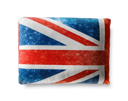 British flag pillow isolated with clipping path on white background. Union Jack.