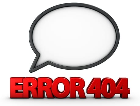 error 404 and speech bubble - 3d rendering