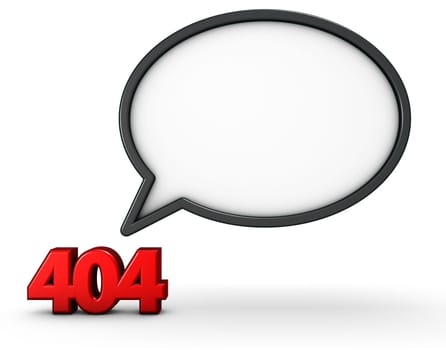 error 404 and speech bubble - 3d rendering