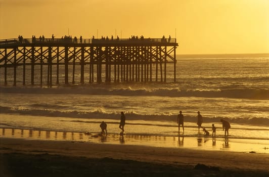 Pier at sunset in California