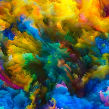 Color Explosion series. Composition of vibrant paint and rich texture suitable as a backdrop for the projects on imagination, creativity and art