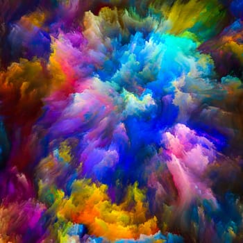Color Explosion series. Graphic composition of vibrant paint and rich texture  for subject of imagination, creativity and art