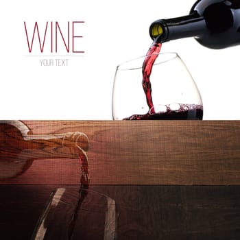 Excellent red wine tasting and celebration, banner set with copyspace