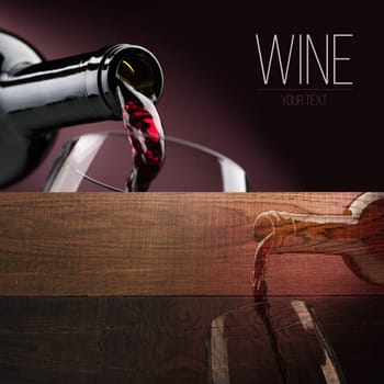Excellent red wine tasting and celebration, banner set with copyspace