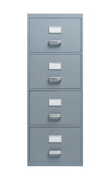 Filing cabinet on white background, office furnishing and data storage concept