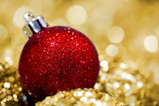 Golden christmas ornaments