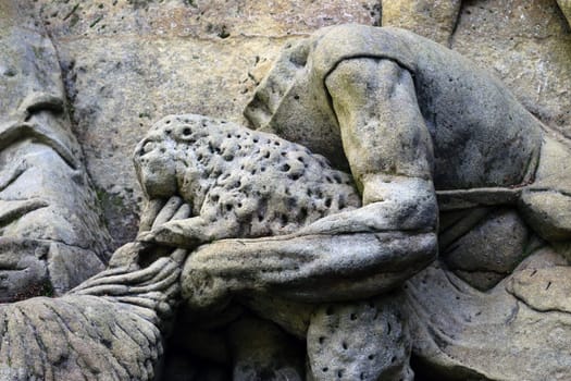 KUKS FOREST SCULPTURES, CZECH REPUBLIC, AUGUST 29, 2016 - Baroque reliefs by Matthias Bernard Braun