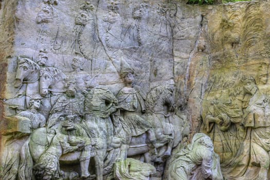 KUKS FOREST SCULPTURES, CZECH REPUBLIC, AUGUST 29, 2016 - Baroque reliefs by Matthias Bernard Braun