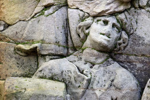 KUKS FOREST SCULPTURES, CZECH REPUBLIC, AUGUST 29, 2016 - Baroque reliefs by Matthias Bernard Braun