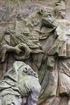 KUKS FOREST SCULPTURES, CZECH REPUBLIC, AUGUST 29, 2016 - Baroque reliefs by Matthias Bernard Braun