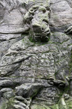 KUKS FOREST SCULPTURES, CZECH REPUBLIC, AUGUST 29, 2016 - Baroque reliefs by Matthias Bernard Braun