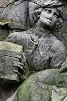 KUKS FOREST SCULPTURES, CZECH REPUBLIC, AUGUST 29, 2016 - Baroque reliefs by Matthias Bernard Braun
