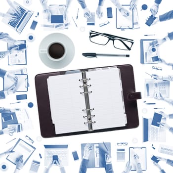 Businessman's organizer and business team working, planning concept