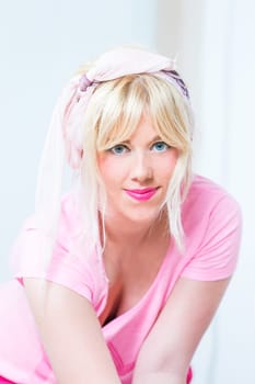 Beautiful woman at the cleaning