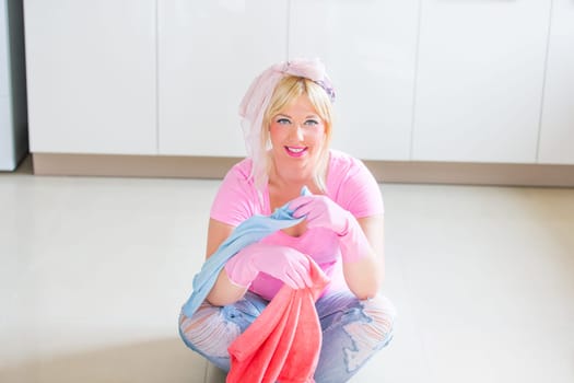 Beautiful woman at the cleaning