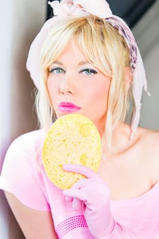 Beautiful woman at the cleaning