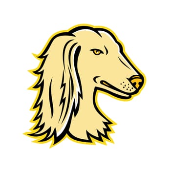 Mascot icon illustration of head of a Saluki, also known as Persian Greyhound or Tazi, a dog breed classed as a sighthound on isolated background in retro style.