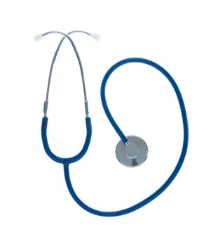 Blue stethoscope on white background, healthcare and cardiology diseases concept