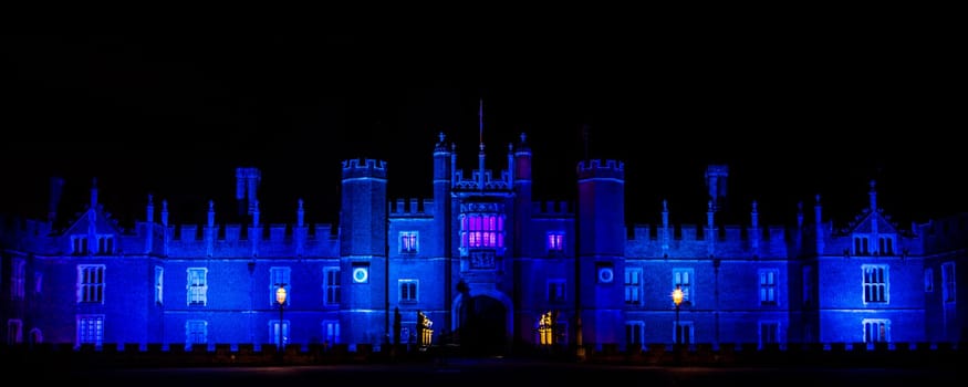 Hampton Court Palace by night Hampton Court, London, United Kingdom on 27 December 2016