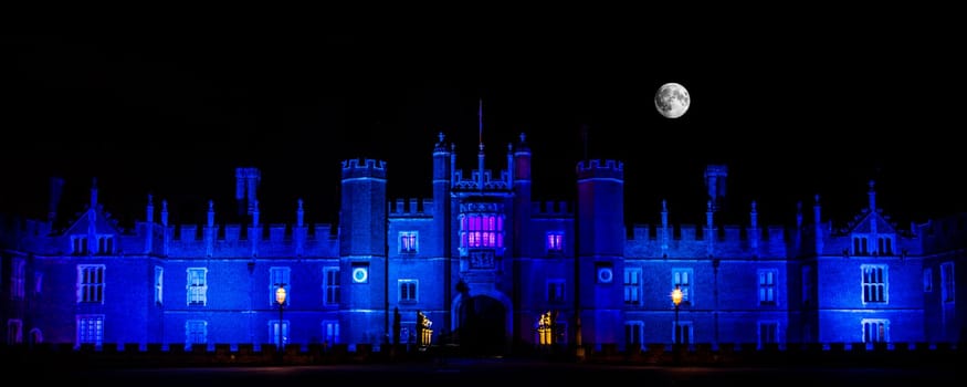 Hampton Court Palace by night Hampton Court, London, United Kingdom on 27 December 2016