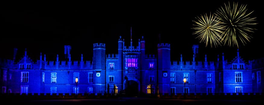 Hampton Court Palace by night Hampton Court, London, United Kingdom on 27 December 2016