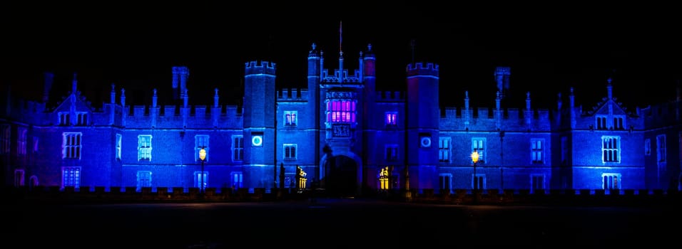 Hampton Court Palace by night Hampton Court, London, United Kingdom on 27 December 2016