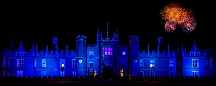 Hampton Court Palace by night Hampton Court, London, United Kingdom on 27 December 2016