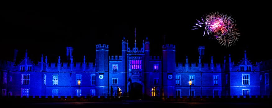 Hampton Court Palace by night Hampton Court, London, United Kingdom on 27 December 2016