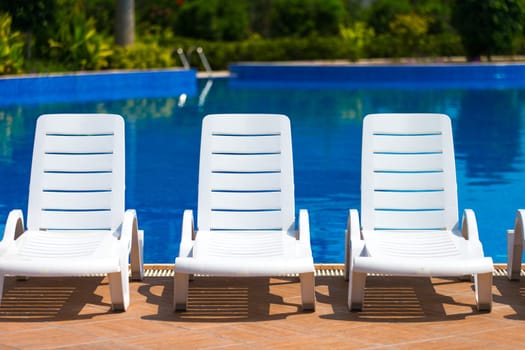 Sun chairs at the pool