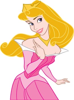 princess Aurora blonde illustration pink dress fairytale cartoon