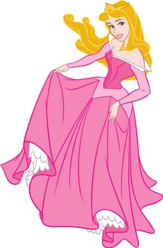 princess Aurora blonde illustration pink dress fairytale
