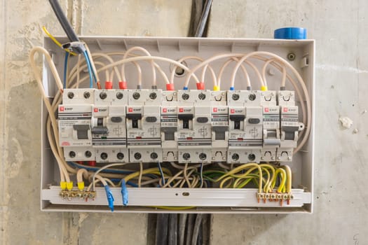 Electric board in the apartment, in which differential automata and circuit breakers are installed