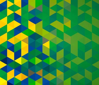 Abstract geometric Brazil flag concept background. Useful for cover, book, website or advertising design. EPS10 vector with transparency organized in layers for easy editing.