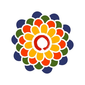Colorful lotus flower and Zen circle symbol illustration. EPS10 vector file organized in layers for easy editing.