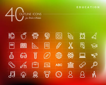Education thin line icons set for web and mobile app. EPS10 vector file organized in layers for easy editing.