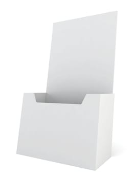 Blank brochure holder. 3d illustration on white background