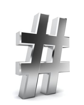 Hash symbol. 3d illustration on white background