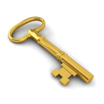 Long key. 3d illustration on white background