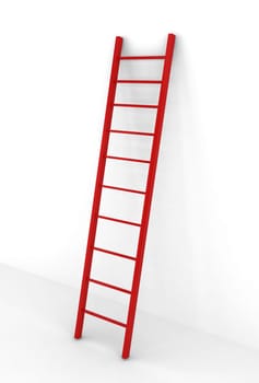 Red ladder. 3d illustration on white background