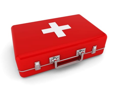 First aid kit. 3d illustration on white background