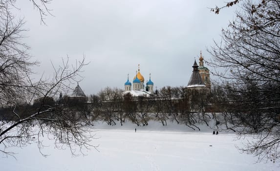 Beautiful scenery on Orthodox Churches in Novospassky monastery