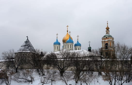 Beautiful scenery on Orthodox Churches in Novospassky monastery