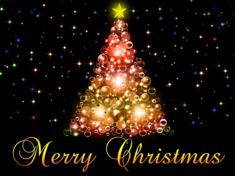 Merry Christmas illustration on the black background
