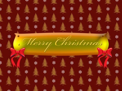 Merry Christmas card on the golden banner