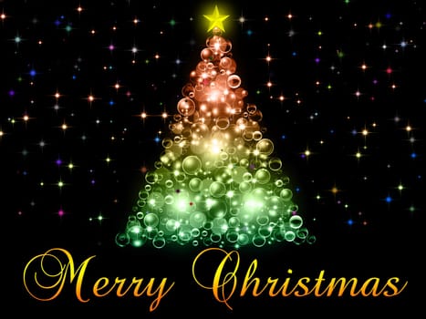 Merry Christmas illustration on the black background