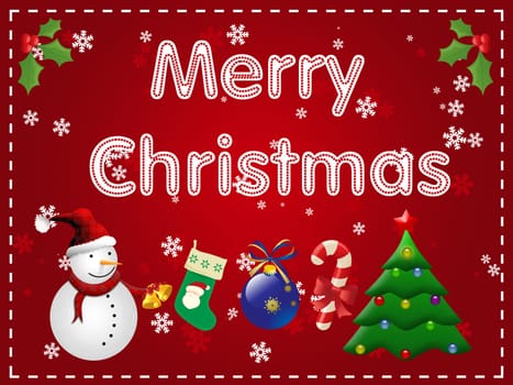 Merry Christmas illustration on the dark red background