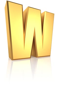 3d rendering golden letter in isolated on white background